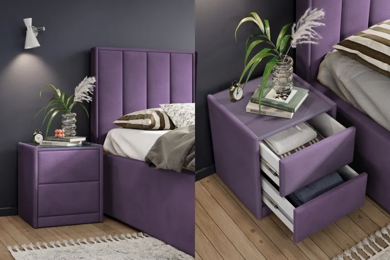 Тумба мягкая "Аризона" Вариант 9 Мора фиолетовый