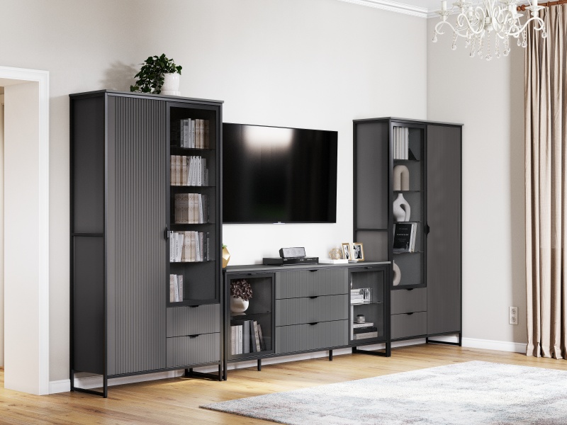 Шкаф 2 дв 2 ящ "Нора" гостиная Графит